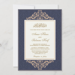 mariage musulman cadre or Invitations