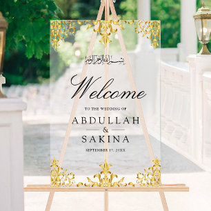Mariage Musulman Damassé Doré Bienvenue givré