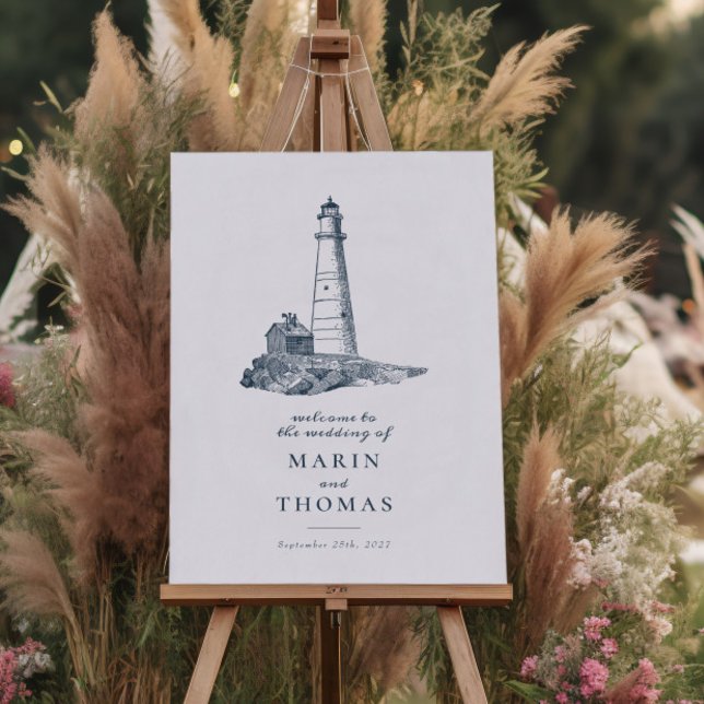 Mariage Nautical Lighthouse Ocean Sea Affiche de b (Créateur téléchargé)