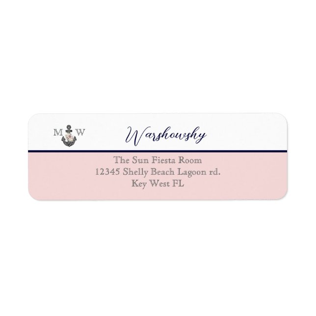 Mariage nautique Ancre florale rose et marine (Devant)