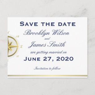 Mariage Nautique Blanc Enregistrer La Date Cartes 