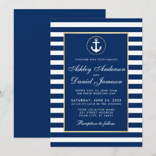 Mariage nautique Bleu  Invitation B