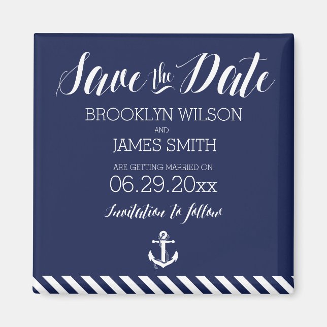 Mariage Nautique Enregistrer La Date Magnet Avec D (Devant)
