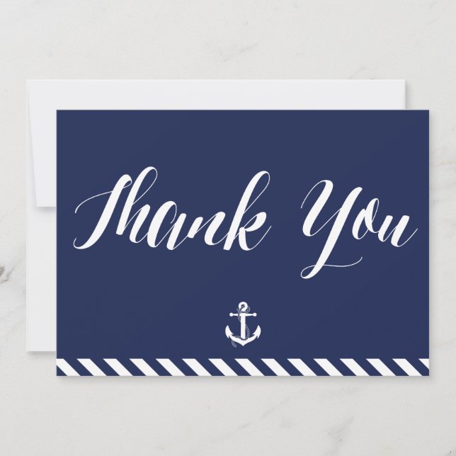 Mariage Nautique Remercier Cartes Avec Bandes (Devant)