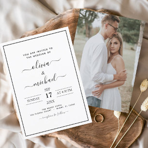 Mariage noir blanc avec invitation photo
