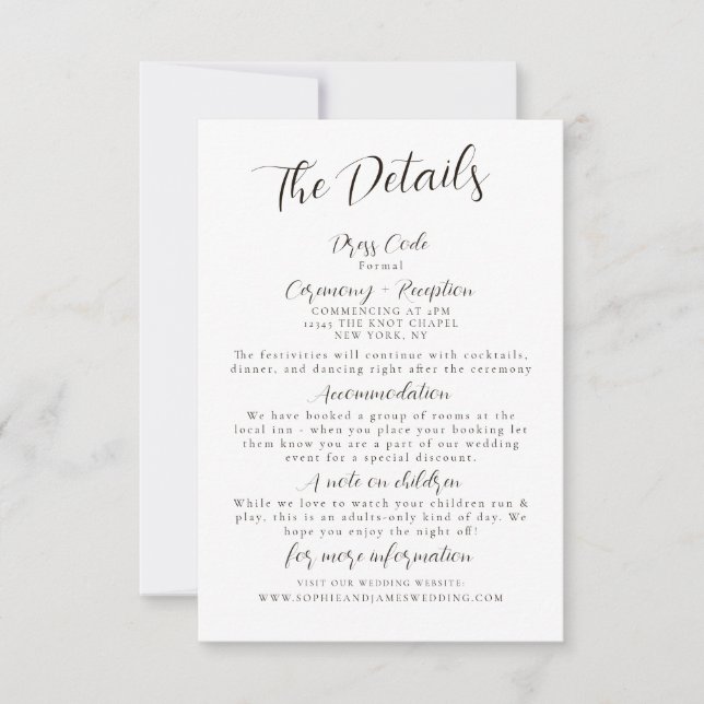 Mariage noir blanc minimal Détails Carte de boîtie (Devant)