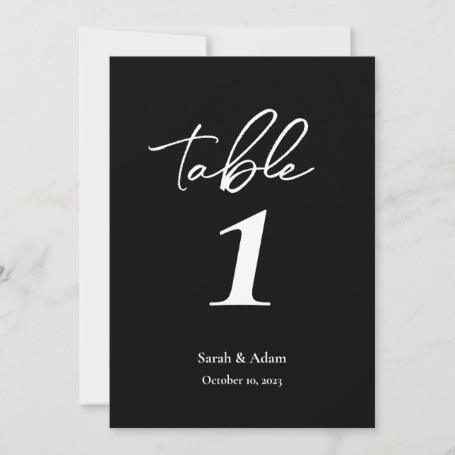 Mariage noir blanc moderne Numéro de table (Devant)