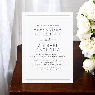 Mariage noir blanc Type moderne Invitation