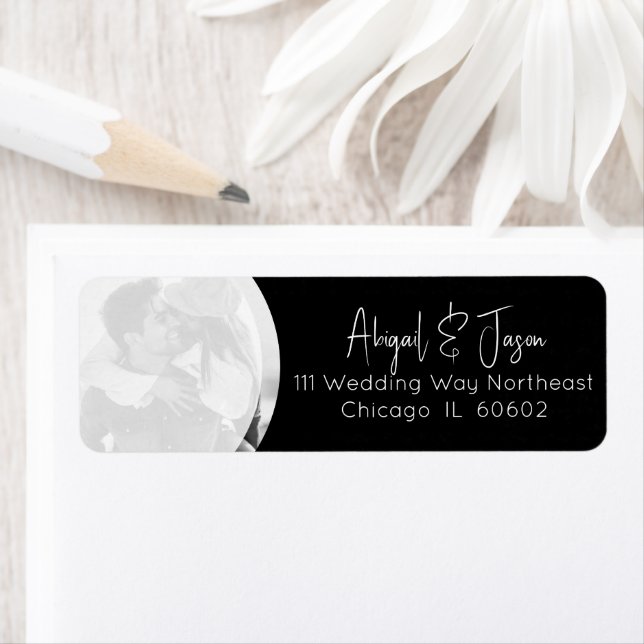 Mariage noir et blanc Adresse de retour photo (En situation)