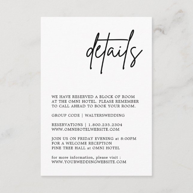 Mariage noir et blanc Détails Carte de boîtier (Devant)