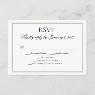 Mariage noir et blanc élégant RSVP