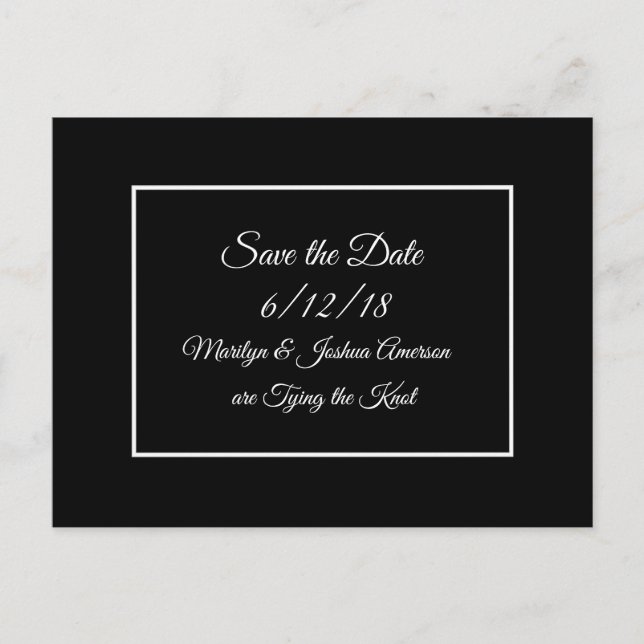 Mariage noir et blanc Enregistrer la date Cartes p (Devant)