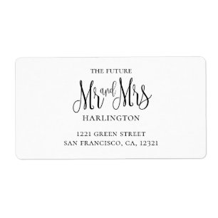 Mariage noir et blanc. M. et Mme adresse moderne