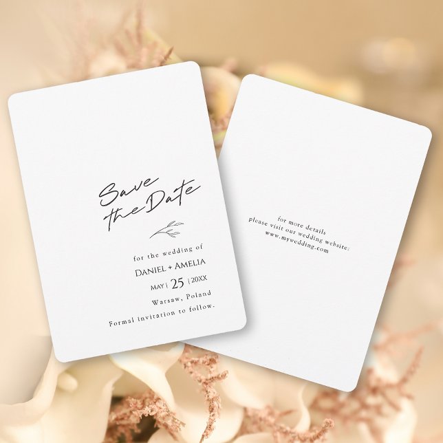 Mariage noir et blanc simple Enregistrer la carte  (Simple Black and White Wedding Save The Date Card)