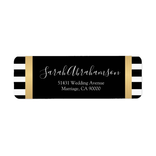Mariage noir et blanc Stripes Adresse de retour (Devant)