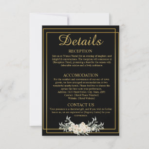 Mariage noir et or Détails Carte de boîtier