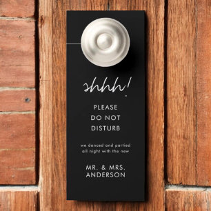 Mariage noir minimaliste Affichette de porte d'acc