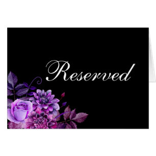 Mariage noir signe réservé. Carte table violette