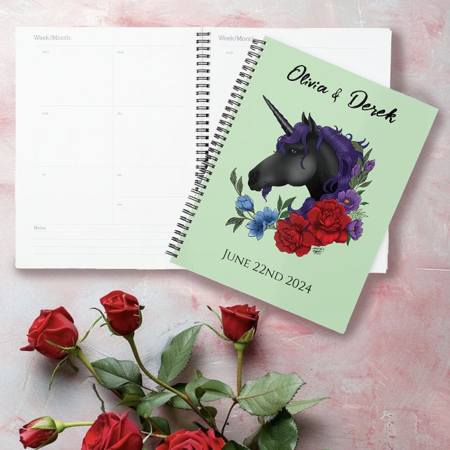 Mariage noir Unicorne violet rouge des fleurs de s (Créateur téléchargé)