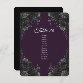 Mariage noir violet Numéro de tableau Cartes d'esc