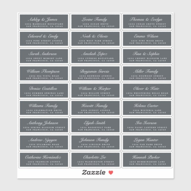 Mariage  non noir chic Étiquettes de adresse invit (Feuille)