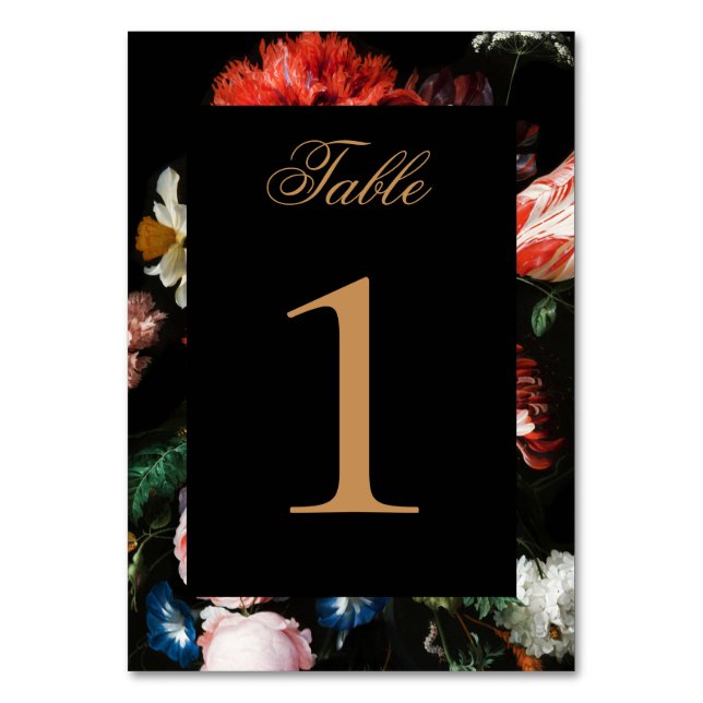 Mariage Numéro de la carte noir noir rouge floral (Par défaut)