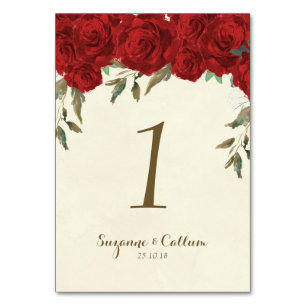 Mariage numéro de table carte ivoire floral