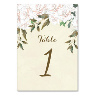 Mariage numéro de table carte ivoire floral