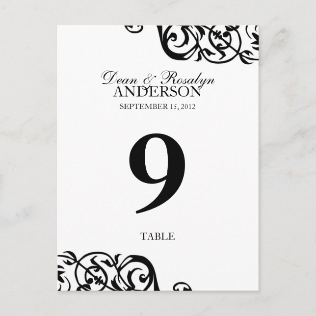 Mariage numéro de table carte réception réception  (Devant)