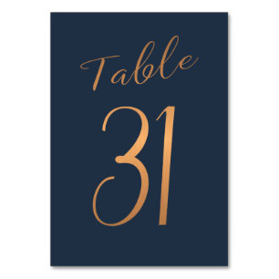 Mariage numéro de table cuivre rose or parties sci