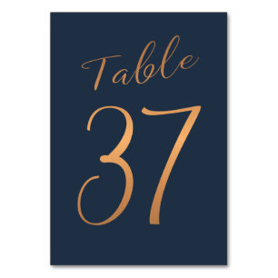 Mariage numéro de table cuivre rose or parties sci