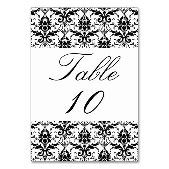 Mariage Numéro de table Elegant noir blanc Damas (Par défaut)