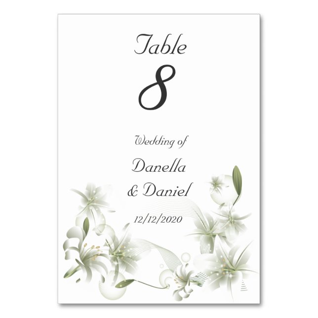 Mariage Numéro de table Mariage Fleurs blanches fl (Par défaut)