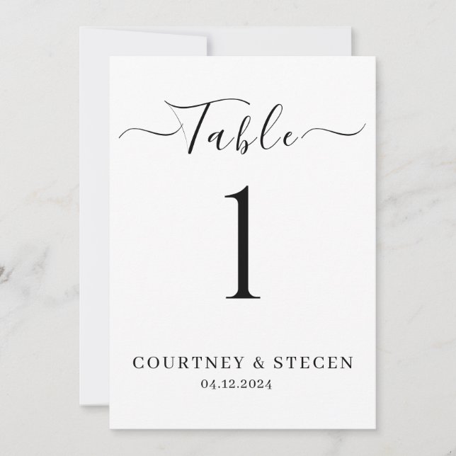 Mariage Numéro de table Modèle : Calligraphie de l (Devant)