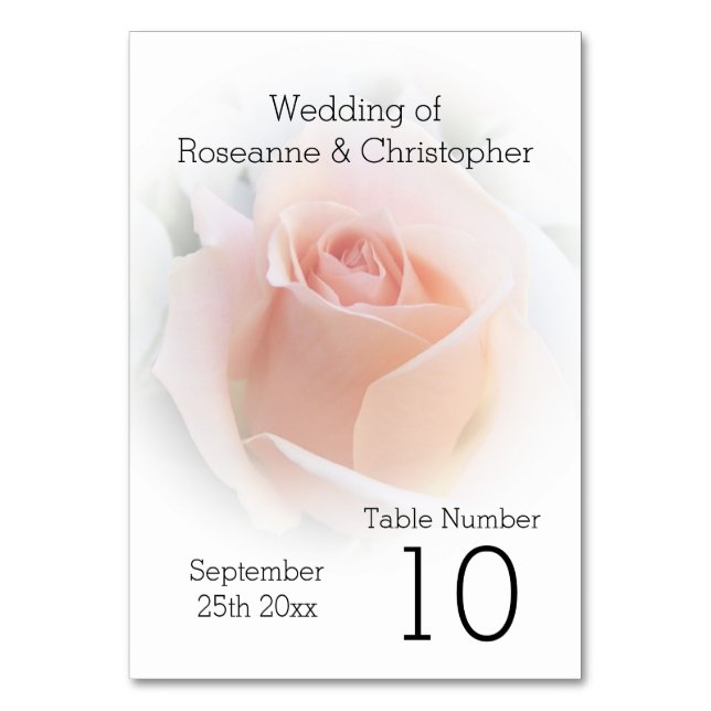 Mariage Numéro de table Peach rose Rosebud (Par défaut)