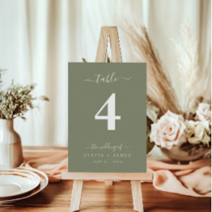 Mariage Numéro de table Simple Solid Sage Vert