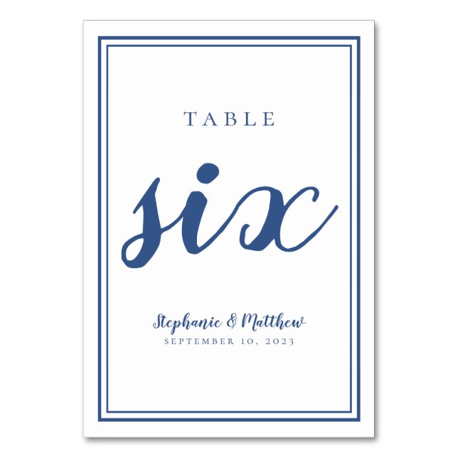 Mariage Numéro de table Six Simple Bleu & Blanc (Par défaut)