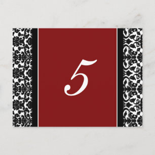 Mariage Numéro de tableau Cartes Rouge Damas