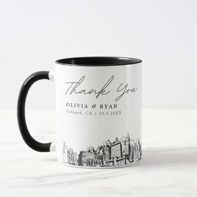 Mariage Oakland minima personnalisé café Mug (Gauche)