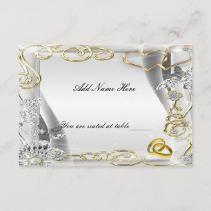 Mariage Or Anneaux Et Coeurs Table Carte Place