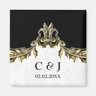 mariage or monogramme enregistrer la date magnets