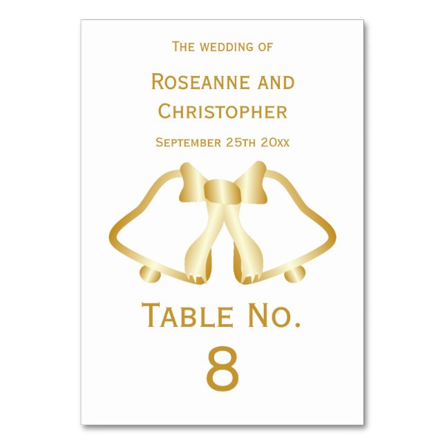Mariage Or Numéro Numéro De Carte Cloches Et Ruban (Par défaut)