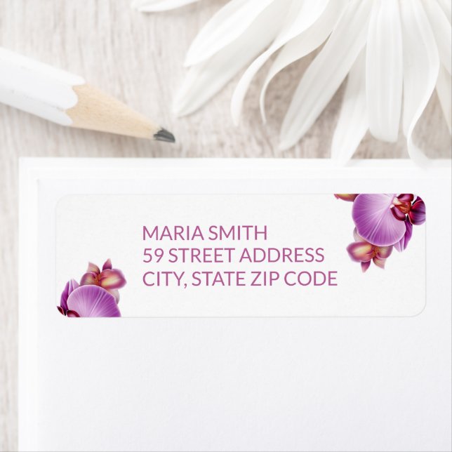 Mariage Orchidées Florales Adresse de retour (En situation)