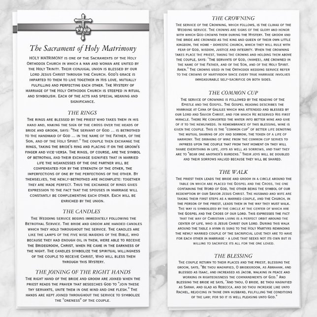 Mariage orthodoxe Description 4 x 9 cartes (Orthodox Wedding Description 4 x 9 cards from Ammia's Orthodox Online Store on Zazzle.)