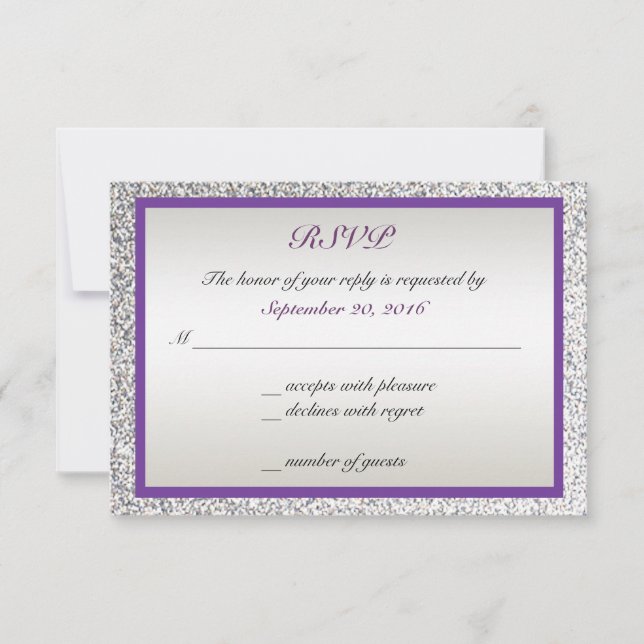 Mariage pailleté élégant violet - RSVP (Devant)