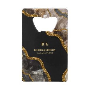 Mariage Paillettes de Géode d'agate noire et or