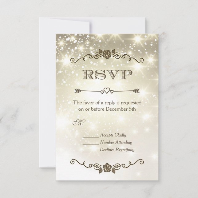 Mariage paillettes dorées RSVP (Devant)