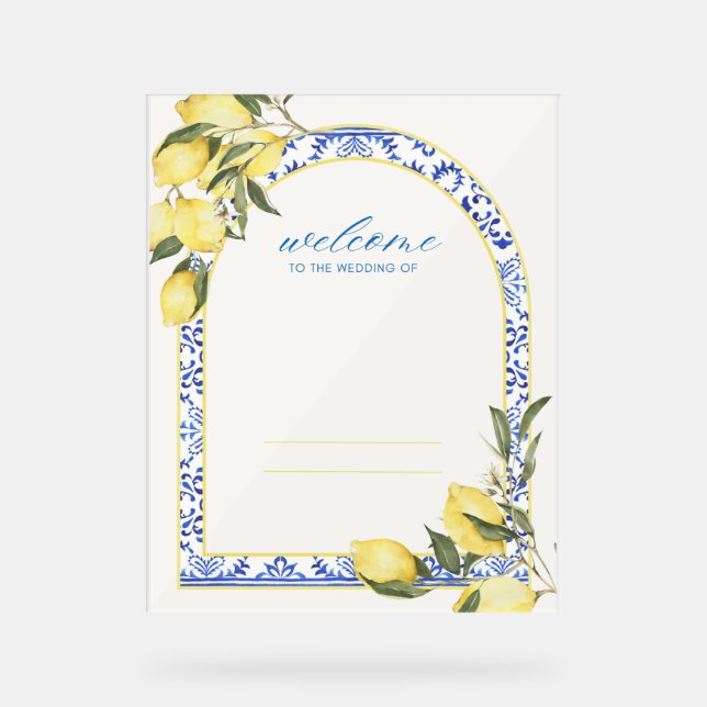 Mariage Panneau de bienvenue, citrons, été, italie (Recto)