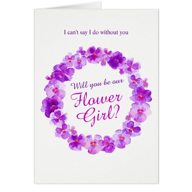 Mariage pansy violet serez-vous ma fille de fleurs (Devant)