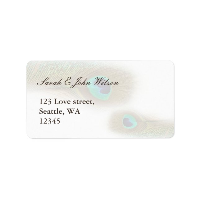 mariage paon, étiquette d'adresse de retour (Devant)